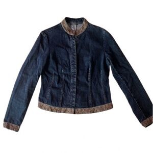 Willi Smith fitted denim jacket with floral embroidery size S